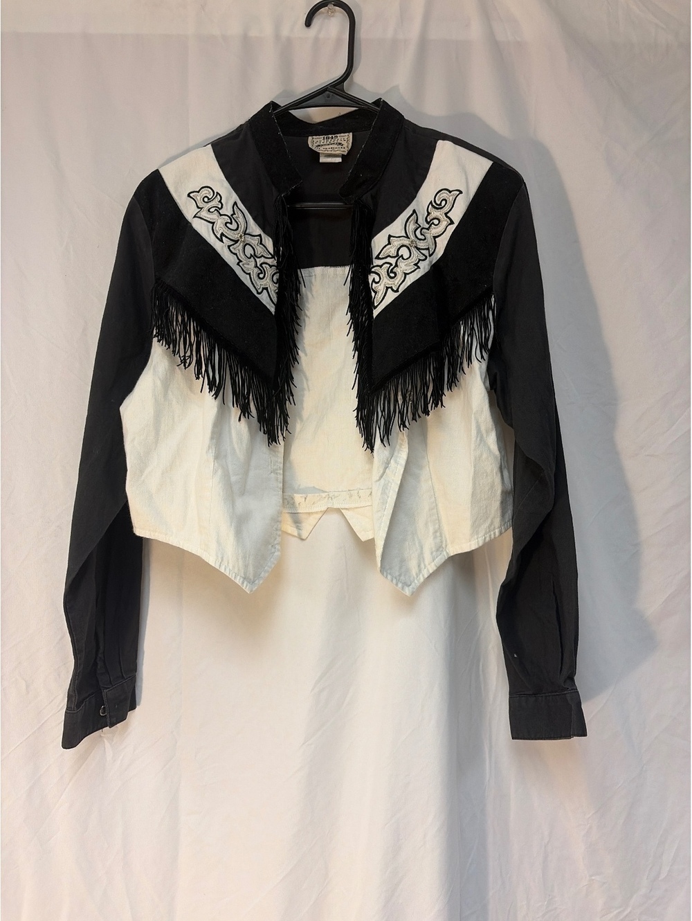 1849 Authentic Ranchwear Western Fringe Jacket Black and White